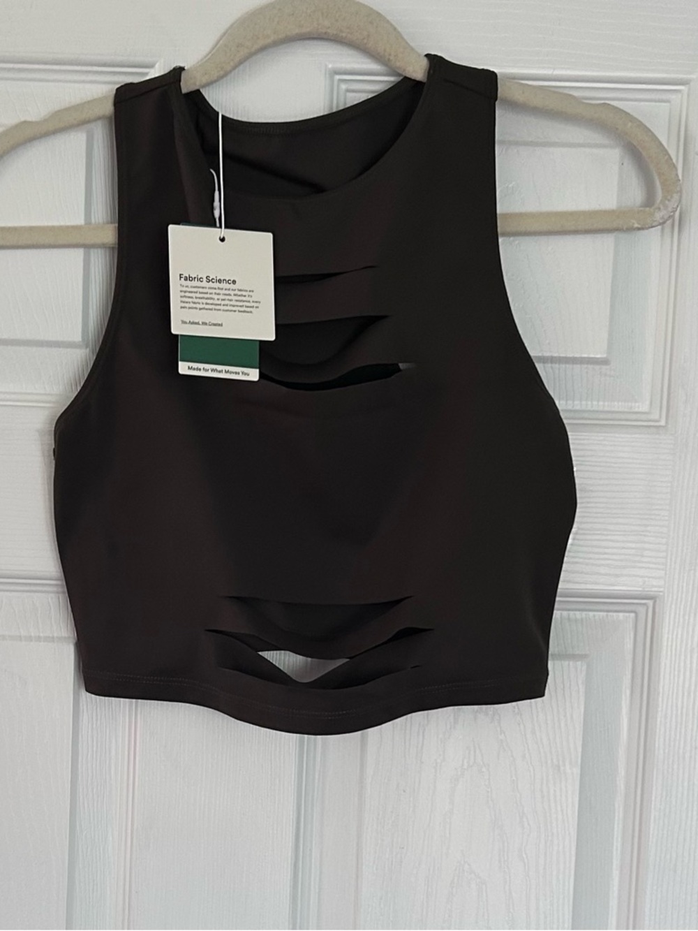 Halara DayStretch Racerback Cut Out Ripped Cropped Tank Top Green Small NEW - Picture 5 of 10